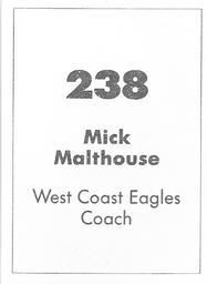 1990 Select AFL Stickers #238 Michael Malthouse Back